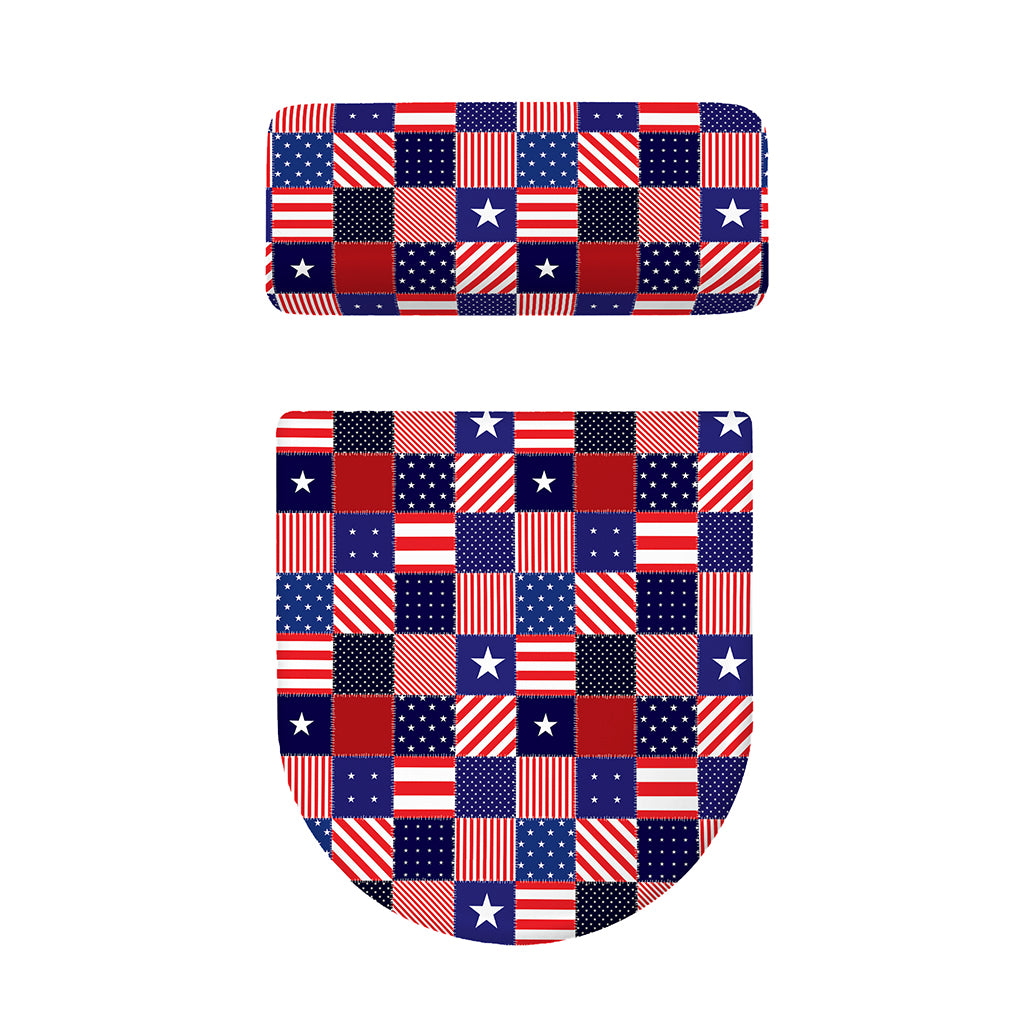 American Patriotic Patchwork Print Toilet Lid And Tank Cover Set