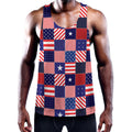 American Patriotic Patchwork Print Men's Workout Tank Top