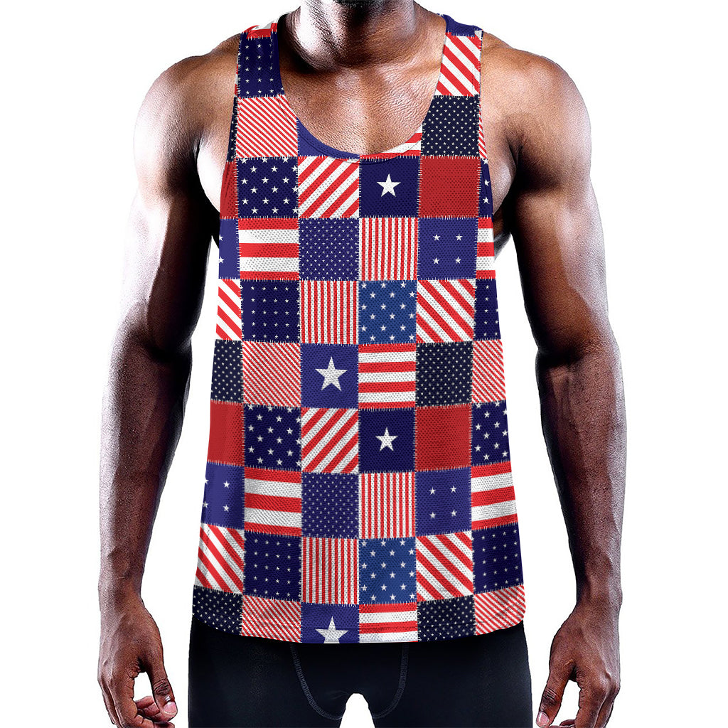 American Patriotic Patchwork Print Training Tank Top
