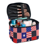 American Patriotic Patchwork Print Travel Makeup Bag