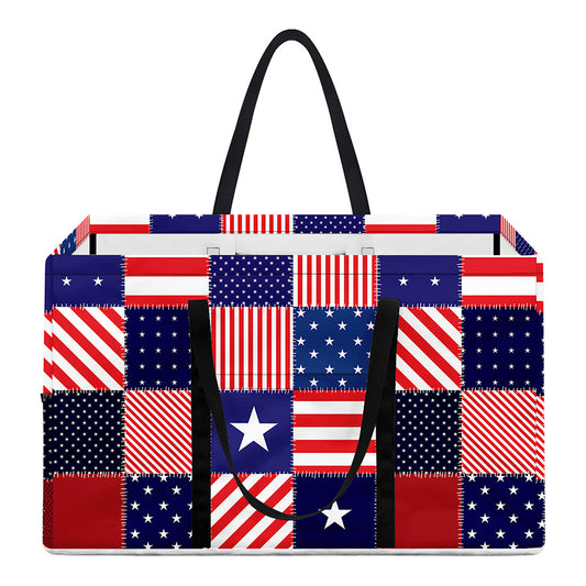 American Patriotic Patchwork Print Utility Tote Bag