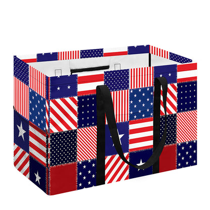 American Patriotic Patchwork Print Utility Tote Bag