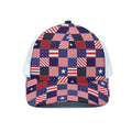 American Patriotic Patchwork Print White Mesh Trucker Hat