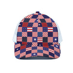 American Patriotic Patchwork Print White Mesh Trucker Cap
