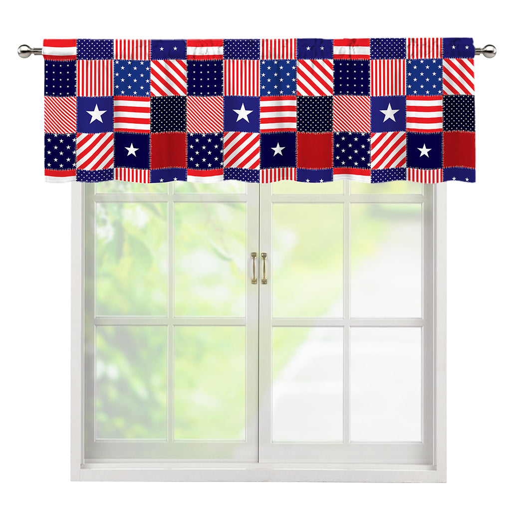 American Patriotic Patchwork Print Window Valance