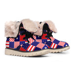 American Patriotic Patchwork Print Winter Boots