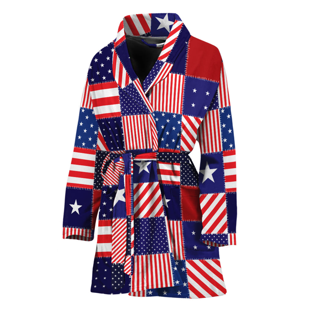 American Patriotic Patchwork Print Women's Bathrobe