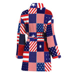 American Patriotic Patchwork Print Women's Bathrobe