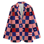American Patriotic Patchwork Print Women's Blazer