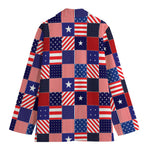 American Patriotic Patchwork Print Women's Blazer