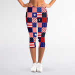 American Patriotic Patchwork Print Women's Capri Leggings