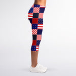 American Patriotic Patchwork Print Women's Capri Leggings