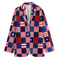 American Patriotic Patchwork Print Women's Cotton Blazer