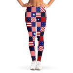 American Patriotic Patchwork Print Women's Leggings