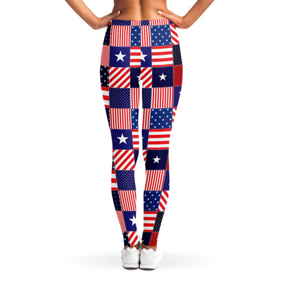 American Patriotic Patchwork Print Women's Leggings