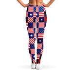 American Patriotic Patchwork Print Women's Leggings