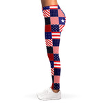 American Patriotic Patchwork Print Women's Leggings