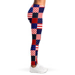 American Patriotic Patchwork Print Women's Leggings