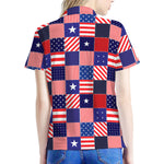 American Patriotic Patchwork Print Women's Polo Shirt