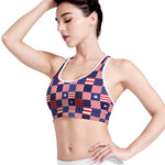 American Patriotic Patchwork Print Women's Sports Bra