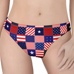 American Patriotic Patchwork Print Women's Thong