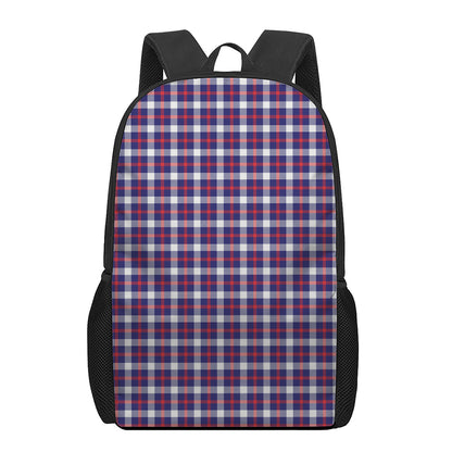 American Patriotic Plaid Print 17 Inch Backpack