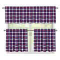American Patriotic Plaid Print 3 Piece Kitchen Curtains