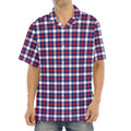 American Patriotic Plaid Print Aloha Shirt