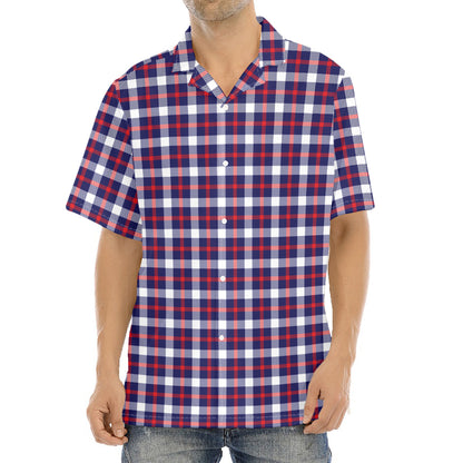 American Patriotic Plaid Print Aloha Shirt