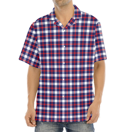 American Patriotic Plaid Print Aloha Shirt