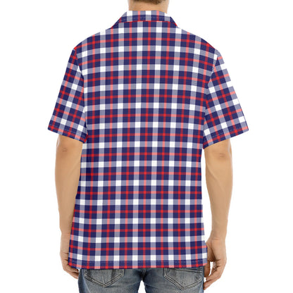 American Patriotic Plaid Print Aloha Shirt