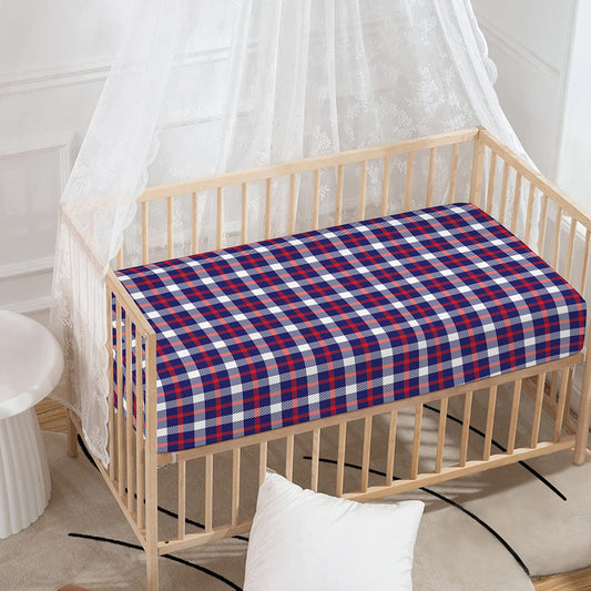 American Patriotic Plaid Print Baby Crib Sheet