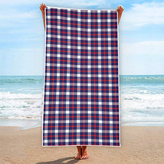 American Patriotic Plaid Print Beach Towel