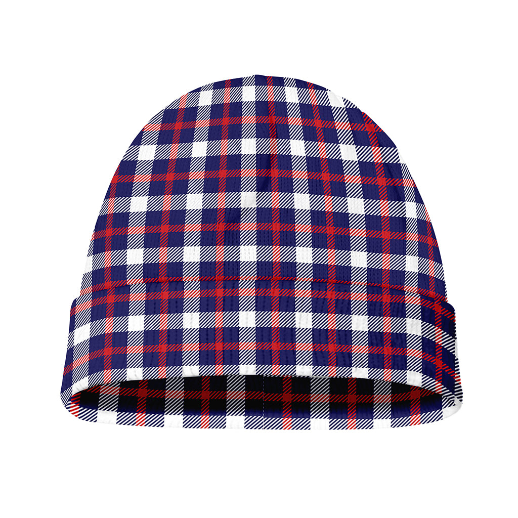 American Patriotic Plaid Print Beanie