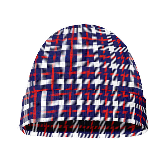 American Patriotic Plaid Print Beanie