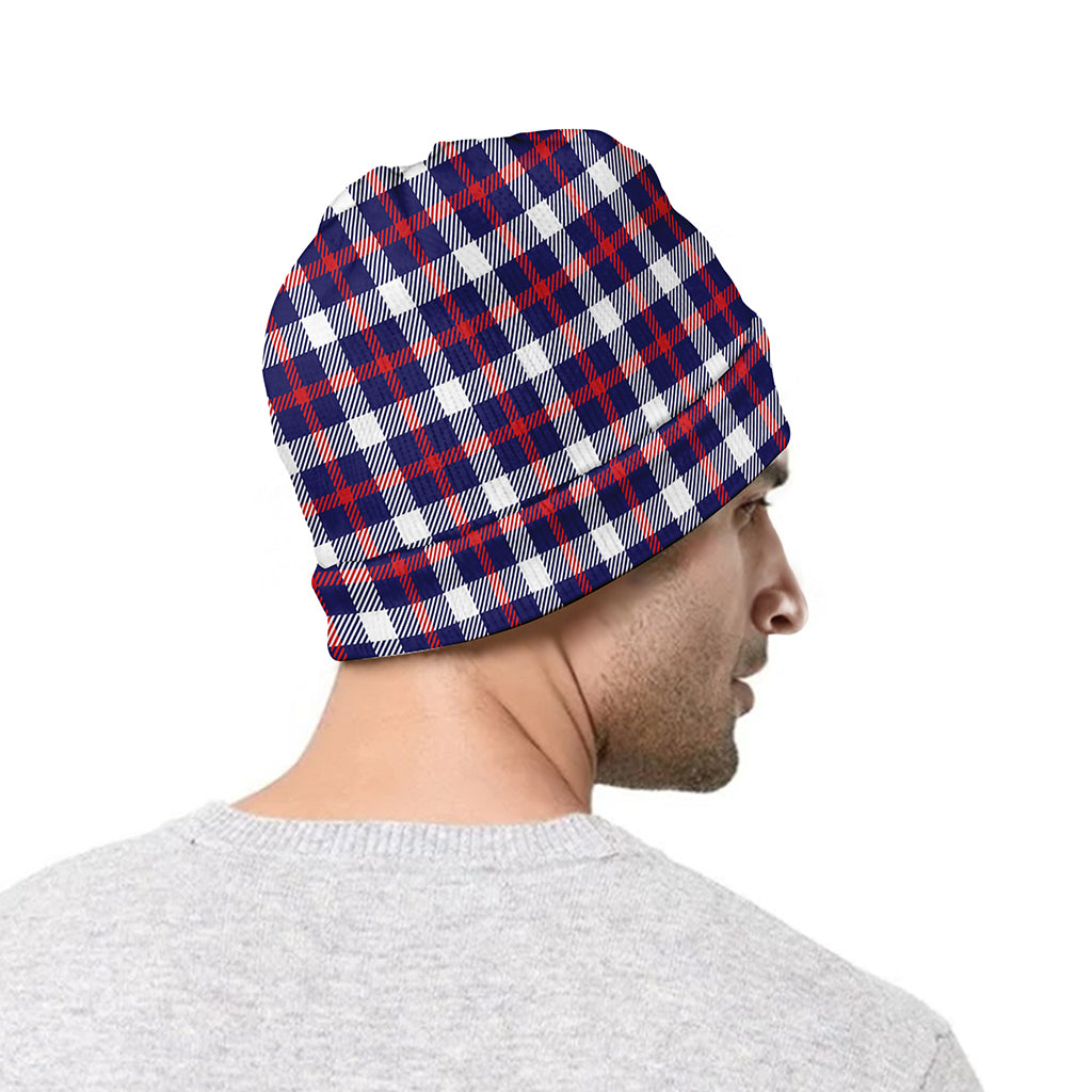 American Patriotic Plaid Print Beanie