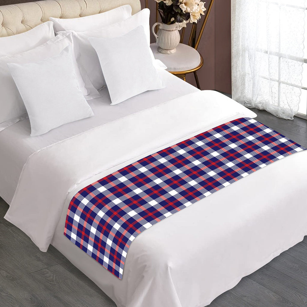 American Patriotic Plaid Print Bed Runner