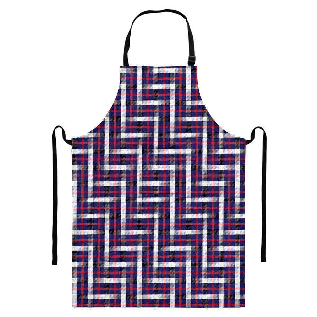American Patriotic Plaid Print Bib Apron With Pocket