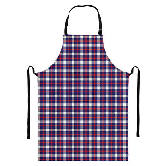 American Patriotic Plaid Print Bib Apron With Pocket