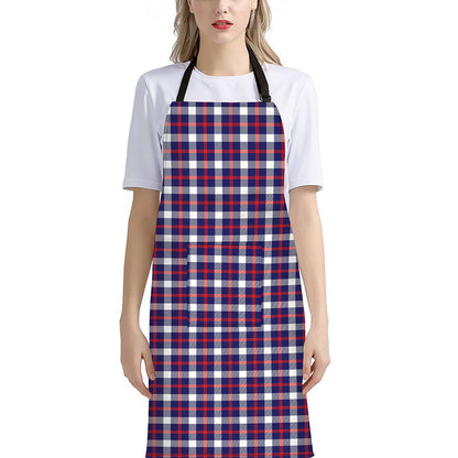 American Patriotic Plaid Print Bib Apron With Pocket