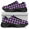 American Patriotic Plaid Print Black Chunky Shoes