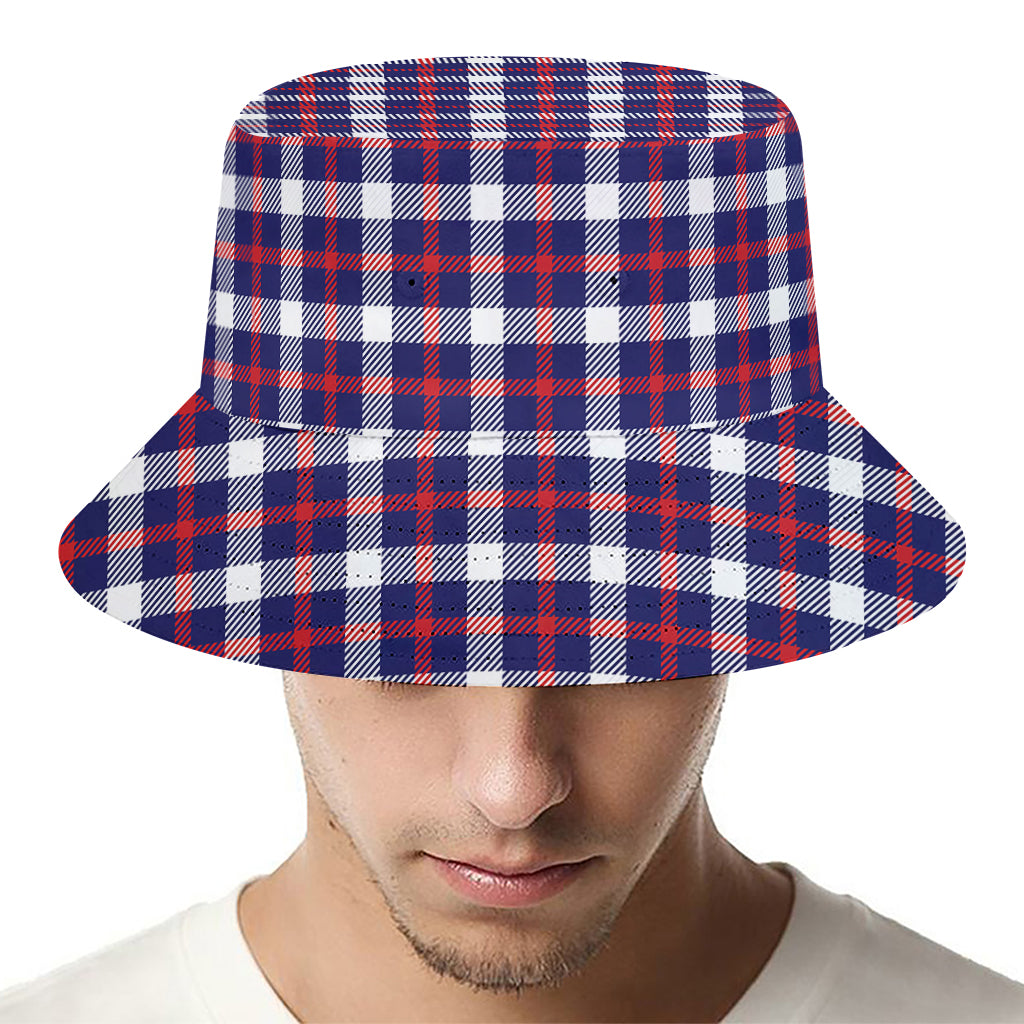 American Patriotic Plaid Print Bucket Hat