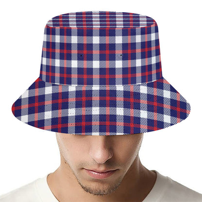American Patriotic Plaid Print Bucket Hat