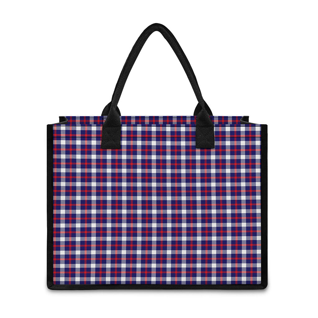 American Patriotic Plaid Print Canvas Tote Bag