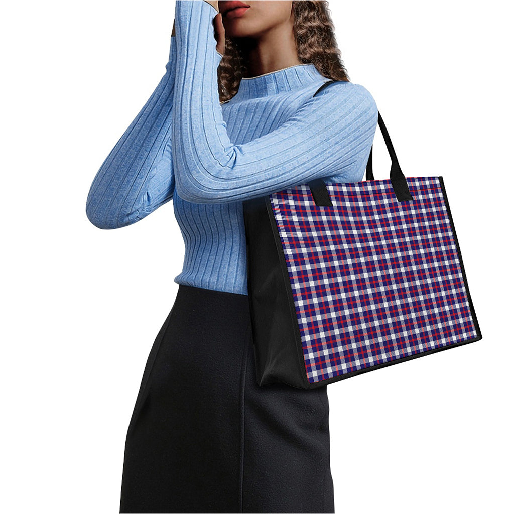 American Patriotic Plaid Print Canvas Tote Bag