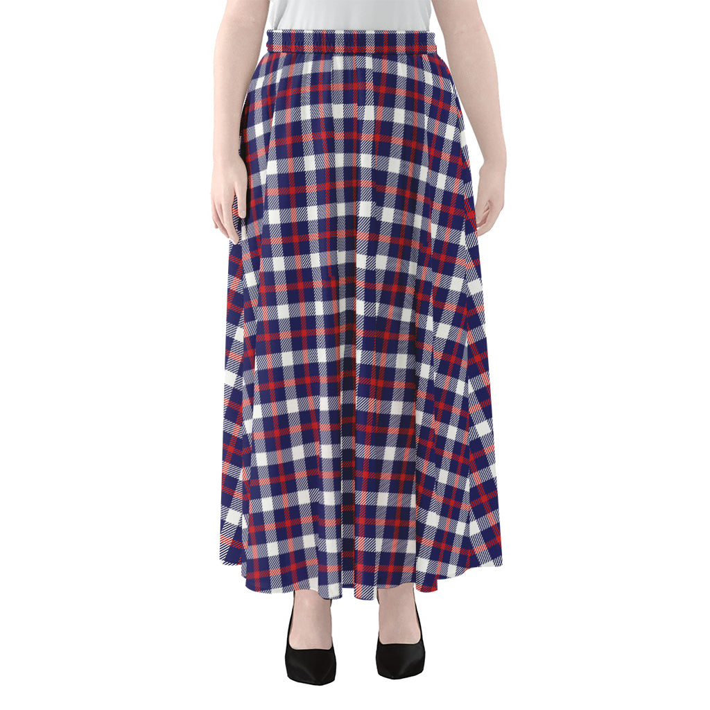 American Patriotic Plaid Print Chiffon Maxi Skirt