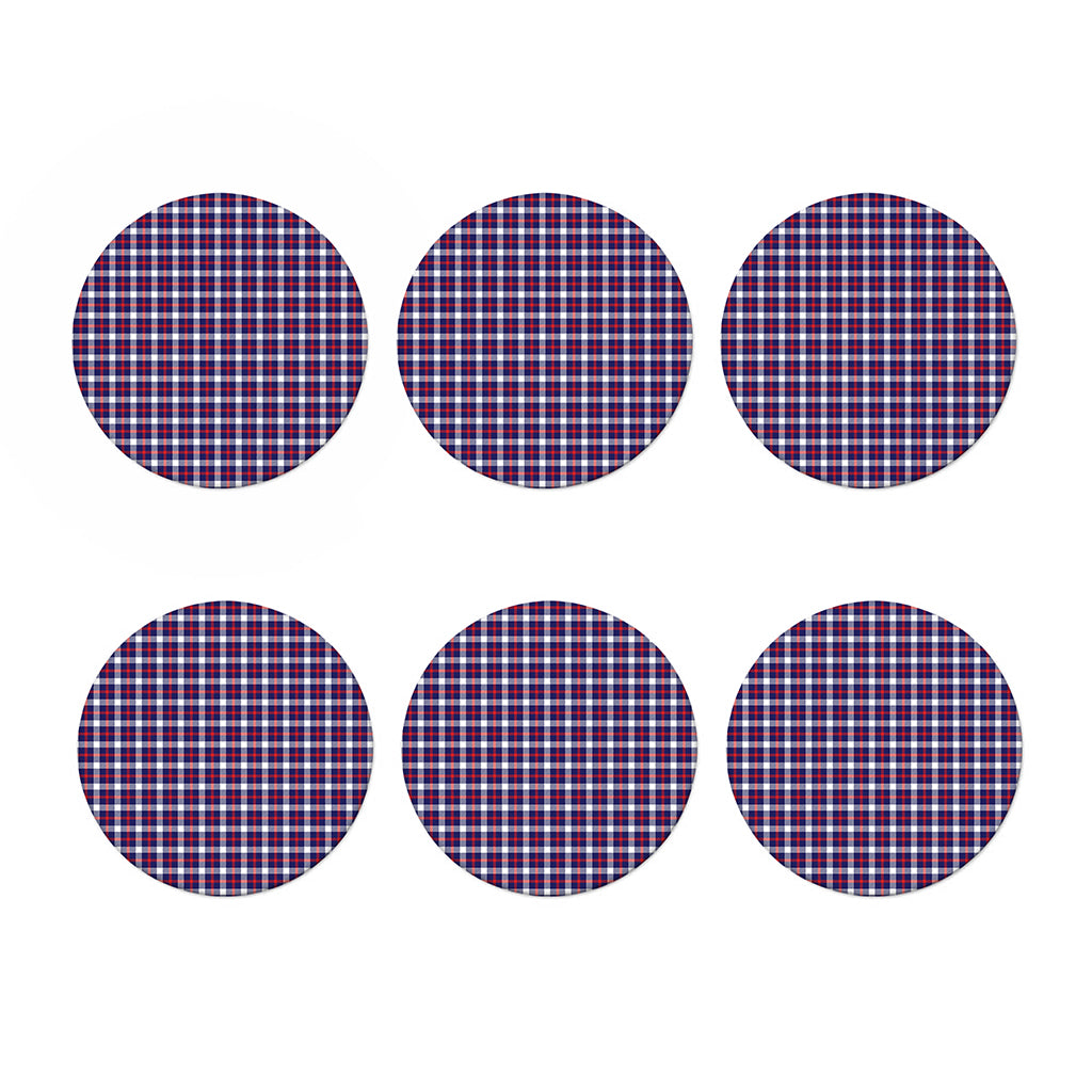 American Patriotic Plaid Print Coaster Set