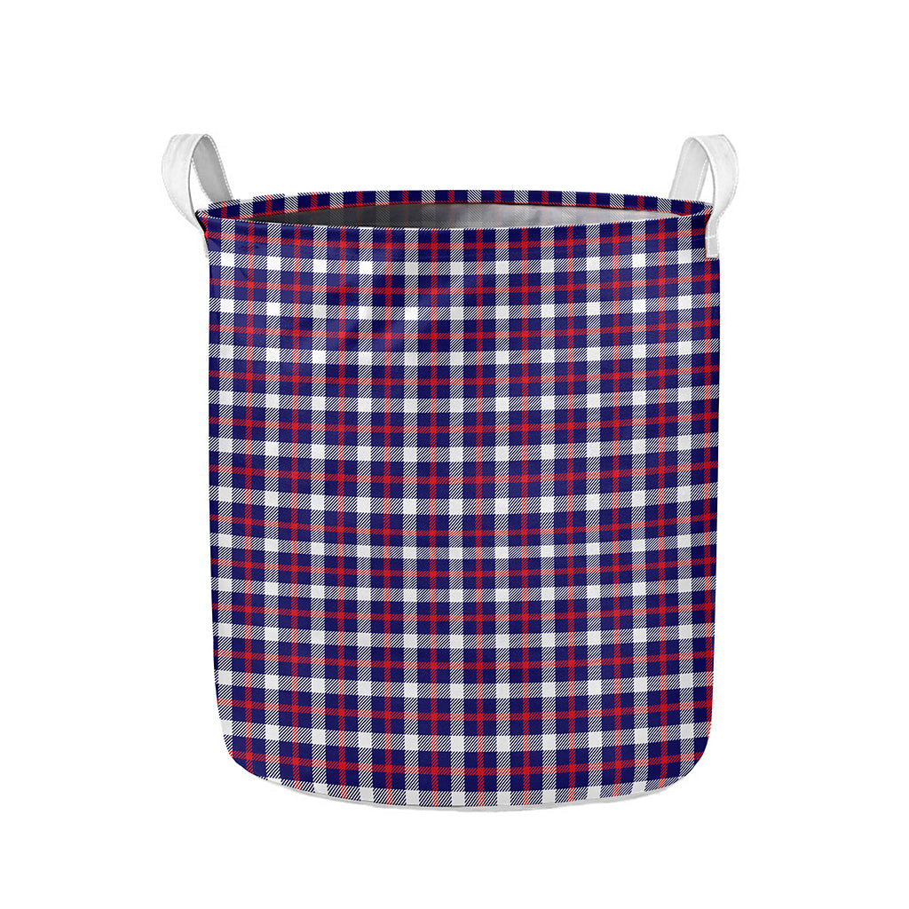 American Patriotic Plaid Print Collapsible Laundry Basket