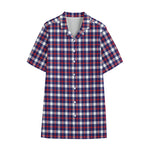 American Patriotic Plaid Print Cotton Hawaiian Shirt