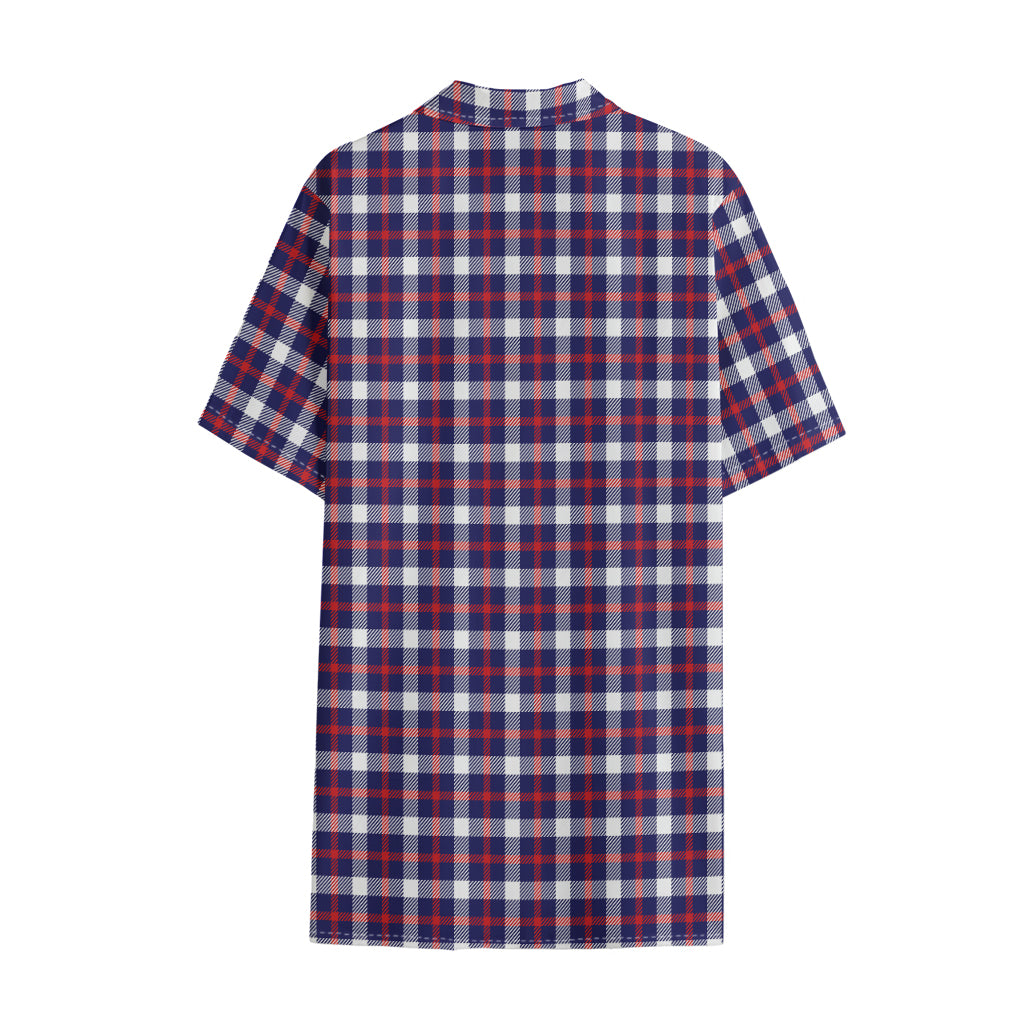 American Patriotic Plaid Print Cotton Hawaiian Shirt